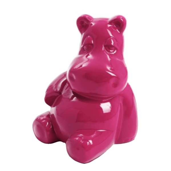 Sculpture Hippopotame en Résine 50 cm Rose Fuchsia – Swiss Sculpture - Swiss-sculpture.ch
