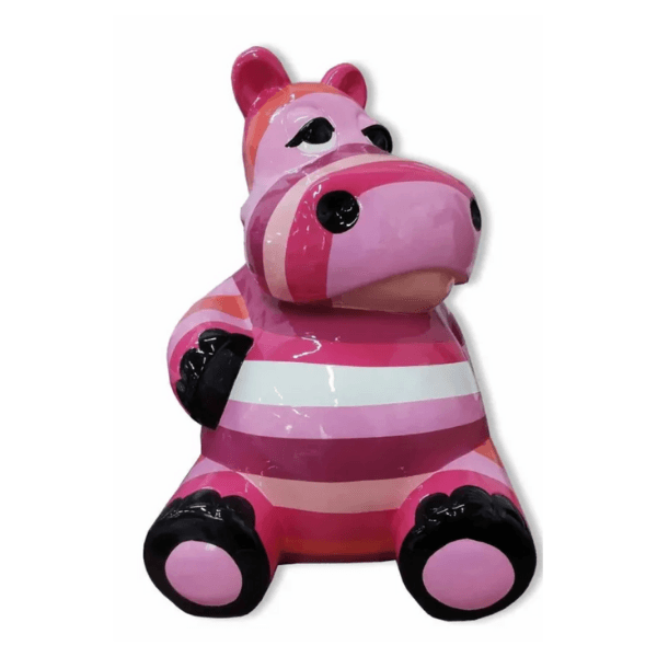 Sculpture Hippopotame 50 cm en Résine Rose Vif – Swiss Sculpture - Swiss-sculpture.ch