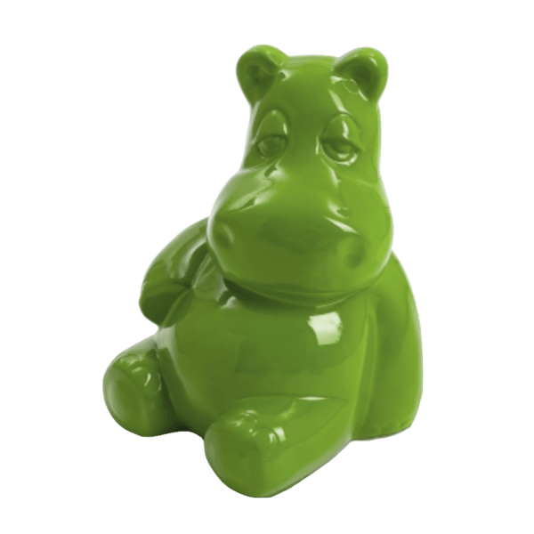 Sculpture Hippopotame 50 cm en Résine Vert Pomme – Swiss Sculpture - Swiss-sculpture.ch