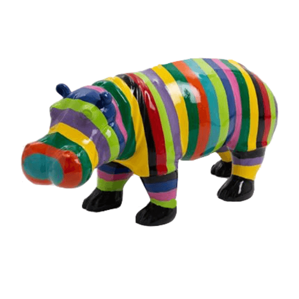 Sculpture Hippopotame 95 cm en Résine Multicolore – Swiss Sculpture - Swiss-sculpture.ch