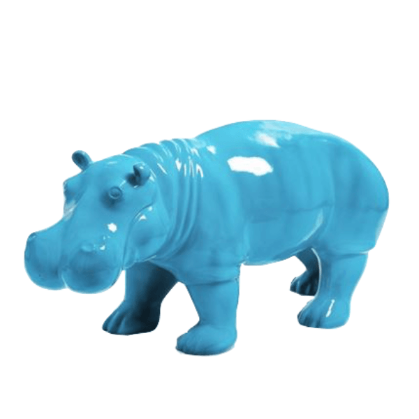 Sculpture Hippopotame en Résine 95 cm Bleu Ciel – Swiss Sculpture - Swiss-sculpture.ch