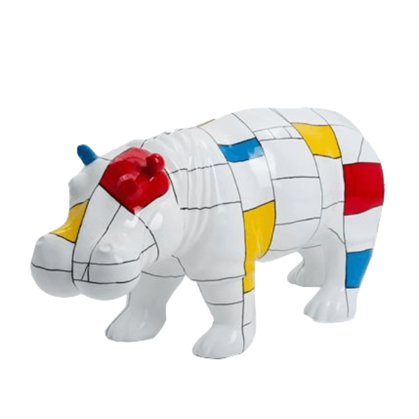 Sculpture Hippopotame Multicolore 95 cm en Résine – Swiss Sculpture - Swiss-sculpture.ch