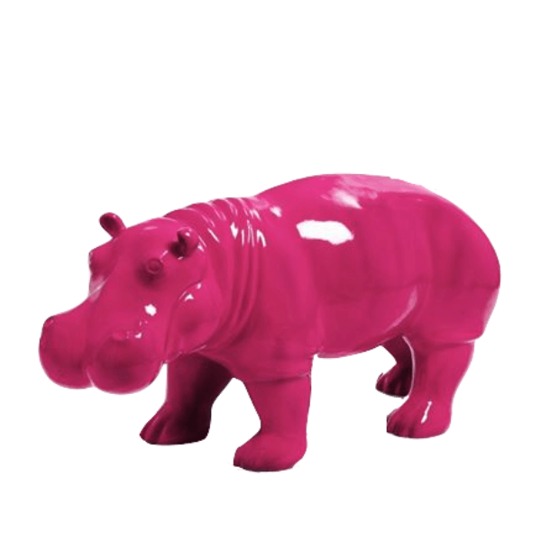 Sculpture Hippopotame en Résine 95 cm Rose Fuchsia – Swiss Sculpture - Swiss-sculpture.ch