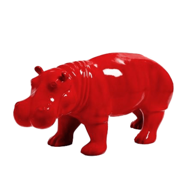 Sculpture Hippopotame en Résine 95 cm Rouge – Swiss Sculpture - Swiss-sculpture.ch