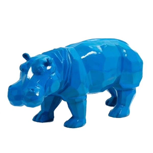 Sculpture Hippopotame 95 cm en Résine Bleu – Swiss Sculpture - Swiss-sculpture.ch