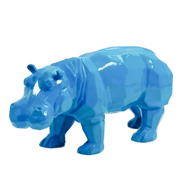 Sculpture Hippopotame en Résine 95 cm Bleu Ciel – Swiss Sculpture - Swiss-sculpture.ch