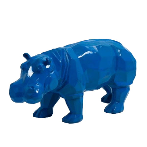 Sculpture Hippopotame 95 cm en Résine Bleu Nuit – Swiss Sculpture - Swiss-sculpture.ch