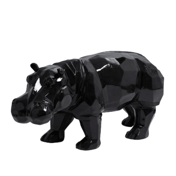 Sculpture Hippopotame 95 cm Résine Noir – Swiss Sculpture - Swiss-sculpture.ch