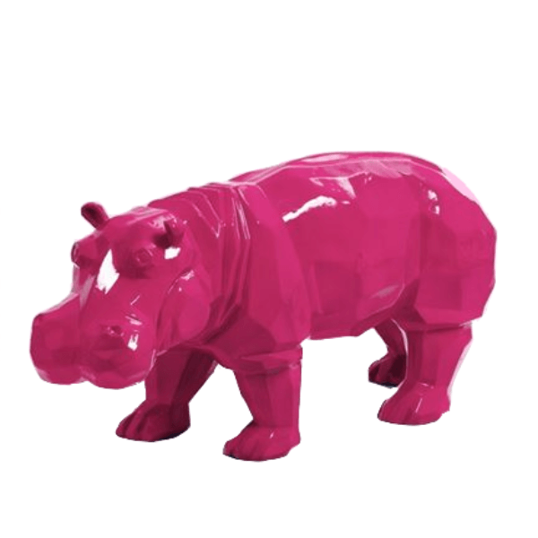 Sculpture Hippopotame 95 cm en Résine Rose Fuchsia – Swiss Sculpture - Swiss-sculpture.ch