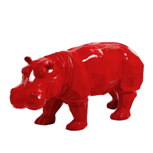 Sculpture Hippopotame en Résine 95 cm Rouge Brillant – Swiss Sculpture - Swiss-sculpture.ch