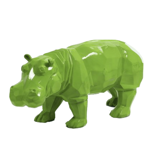 Sculpture Hippopotame en Résine 95 cm Vert Pomme – Swiss Sculpture - Swiss-sculpture.ch