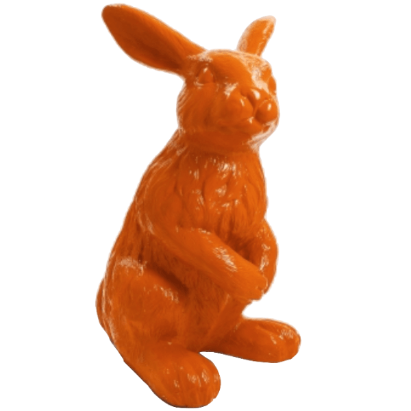 Sculpture Lapin XXL en Résine 115 cm Orange – Swiss Sculpture - Swiss-sculpture.ch