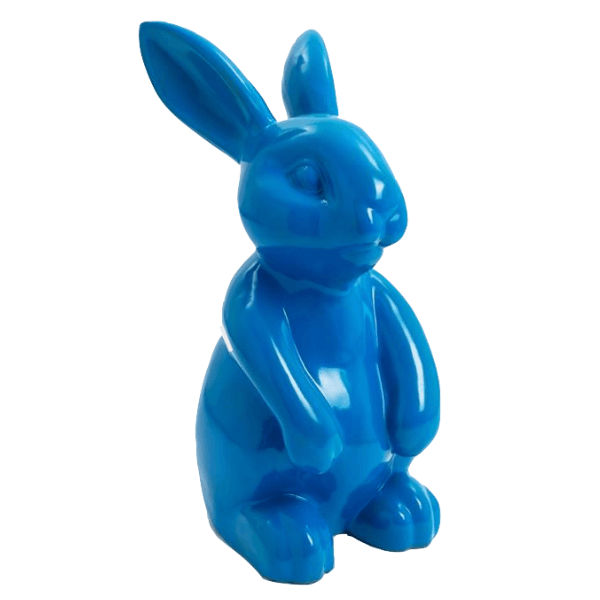 Sculpture Lapin Résine 60 cm Bleu Brillant – Swiss Sculpture - Swiss-sculpture.ch