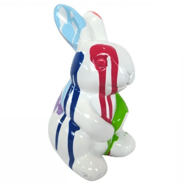 Sculpture Lapin en Résine 60 cm Multicolore – Swiss Sculpture - Swiss-sculpture.ch