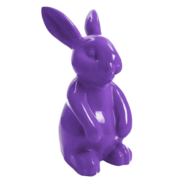 Sculpture Lapin en Résine 60 cm Violet Brillant – Swiss Sculpture - Swiss-sculpture.ch