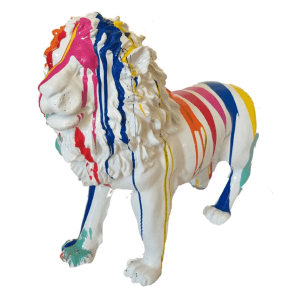 Sculpture Lion XXL en Résine Multicolore 100 cm – Swiss Sculpture - Swiss-sculpture.ch