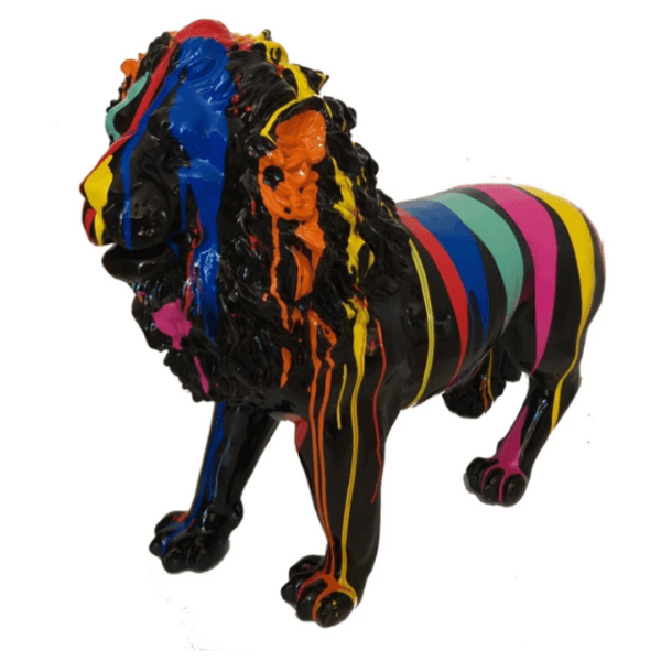 Sculpture Lion XXL en Résine Multicolore 100 cm – Swiss Sculpture - Swiss-sculpture.ch