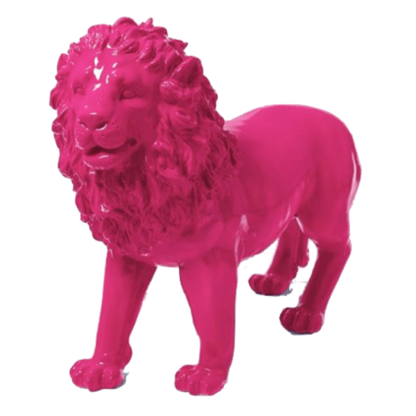 Sculpture Lion XXL en Résine 100 cm Rose Fuchsia – Swiss Sculpture - Swiss-sculpture.ch