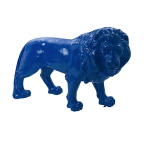 Sculpture Lion XXL en Résine 190 cm Bleu Brillant – Swiss Sculpture - Swiss-sculpture.ch