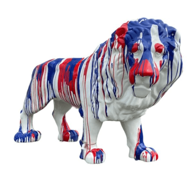 Sculpture Lion XXL en Résine 190 cm Bleu et Rouge – Swiss Sculpture - Swiss-sculpture.ch