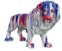 Sculpture Lion XXL en Résine 190 cm Bleu et Rouge – Swiss Sculpture - Swiss-sculpture.ch