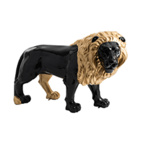 Sculpture Lion XXL en Résine 190 cm Noir et Doré – Swiss Sculpture - Swiss-sculpture.ch