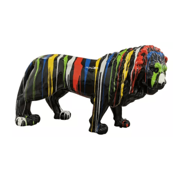 Sculpture Lion XXL en Résine 190 cm Multicolore – Swiss Sculpture - Swiss-sculpture.ch