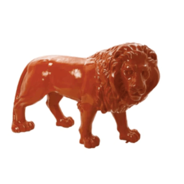 Sculpture Lion XXL en Résine 190 cm Orange Brillant – Swiss Sculpture - Swiss-sculpture.ch