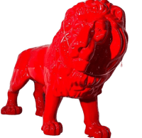 Statue Lion Animaux Resine - 190cm - Rouge - ANIMAUX-RESINE.FR