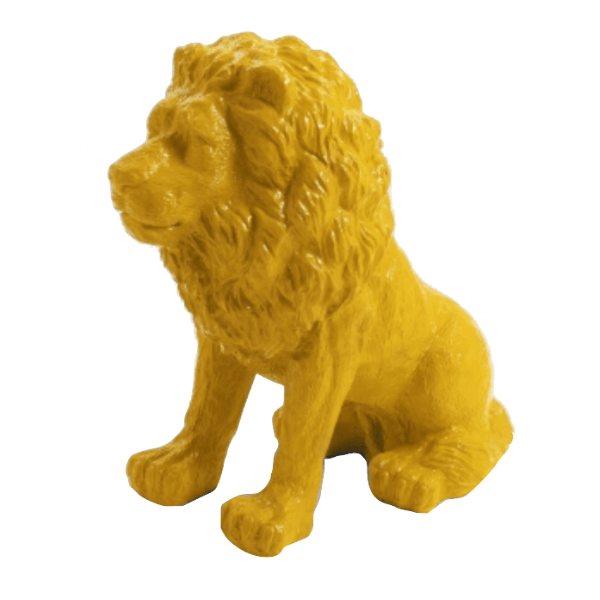 Sculpture Lion en Résine 65 cm Jaune – Swiss Sculpture - Swiss-sculpture.ch