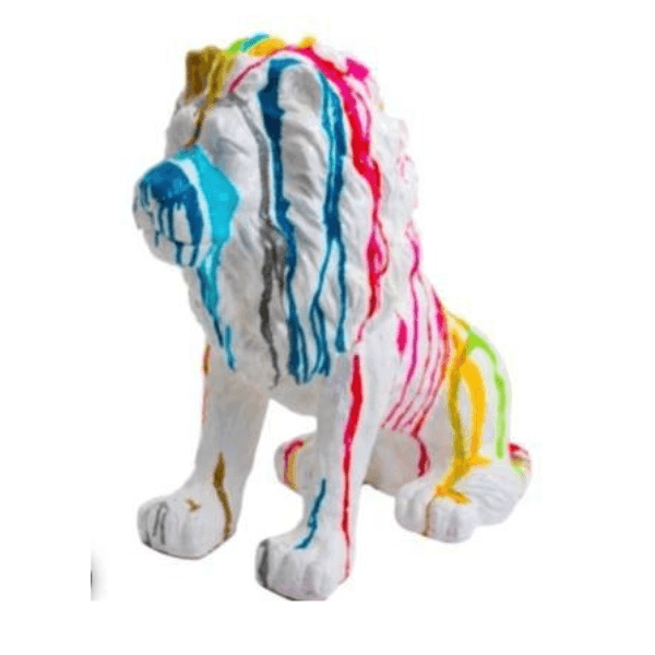 Sculpture Lion en Résine 65 cm Multicolore Brillant – Swiss Sculpture - Swiss-sculpture.ch
