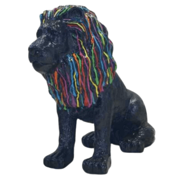Sculpture Lion en Résine 65 cm Multicolore – Swiss Sculpture - Swiss-sculpture.ch