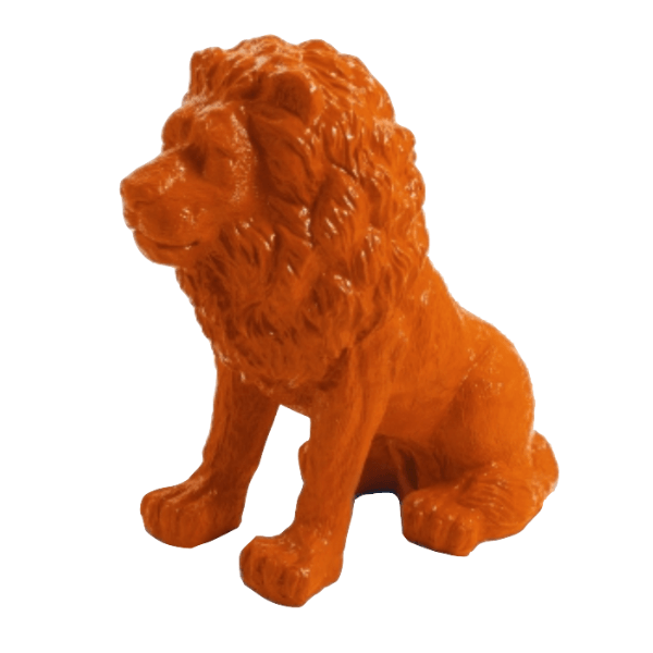 Sculpture Lion en Résine 65 cm Orange – Swiss Sculpture - Swiss-sculpture.ch