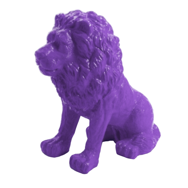 Sculpture Lion en Résine 65 cm Violet – Swiss Sculpture - Swiss-sculpture.ch