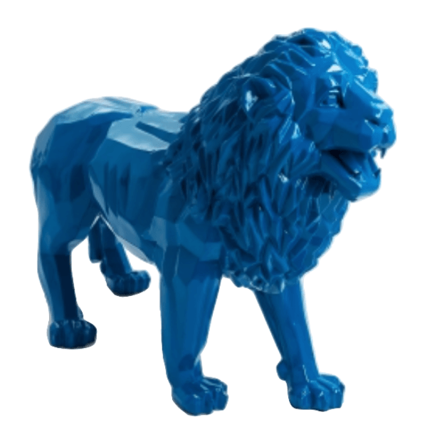 Sculpture Lion XXL en Résine 100 cm Bleu Brillant – Swiss Sculpture - Swiss-sculpture.ch