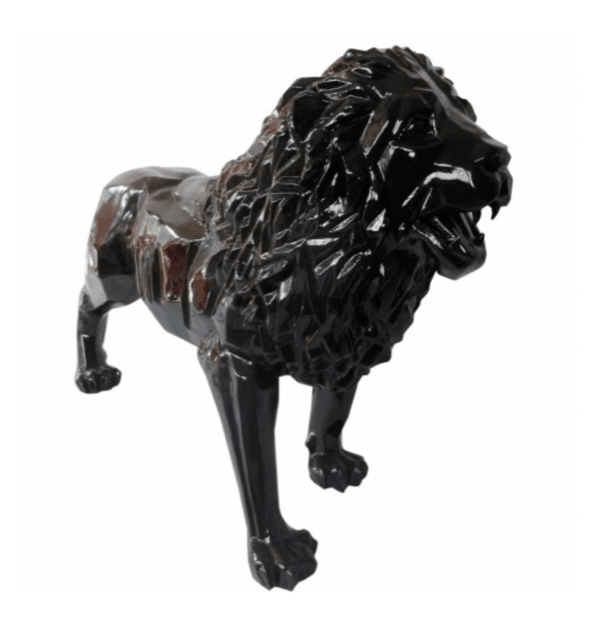 Sculpture Lion XXL en Résine 100 cm Noir Brillant – Swiss Sculpture - Swiss-sculpture.ch