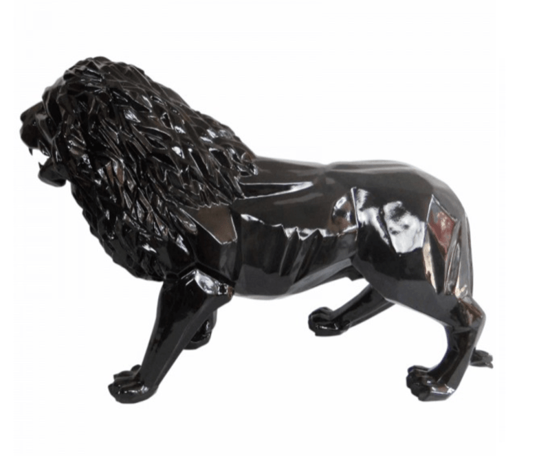 Sculpture Lion XXL en Résine 100 cm Noir Brillant – Swiss Sculpture - Swiss-sculpture.ch