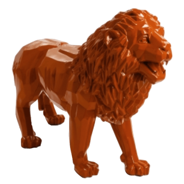Sculpture Lion XXL en Résine 100 cm Orange – Swiss Sculpture - Swiss-sculpture.ch