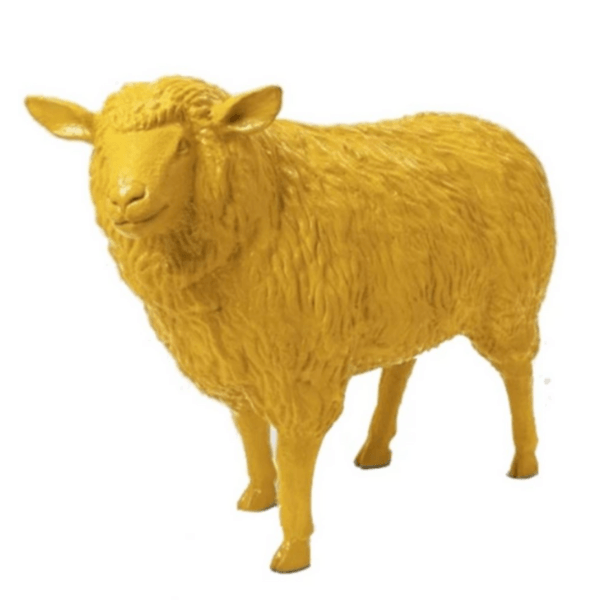 Sculpture Mouton XXL en Résine 110 cm Jaune – Swiss Sculpture - Swiss-sculpture.ch
