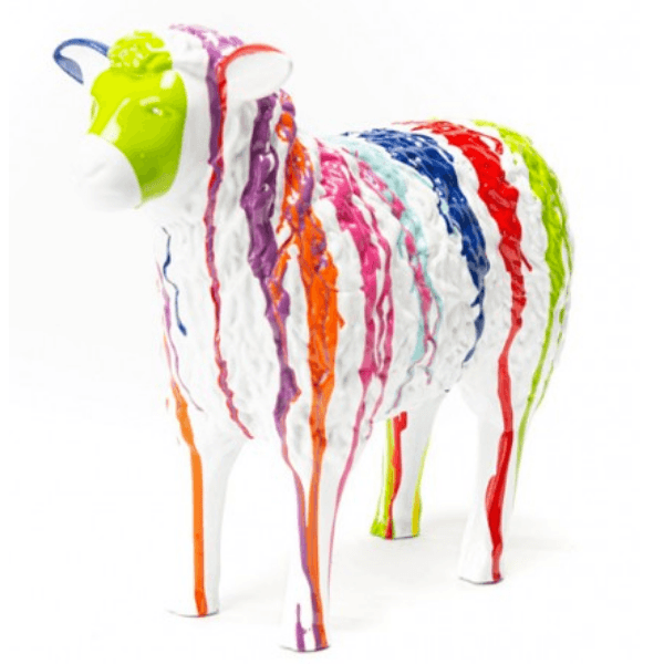 Sculpture Mouton XXL en Résine 110 cm Multicolore – Swiss Sculpture - Swiss-sculpture.ch