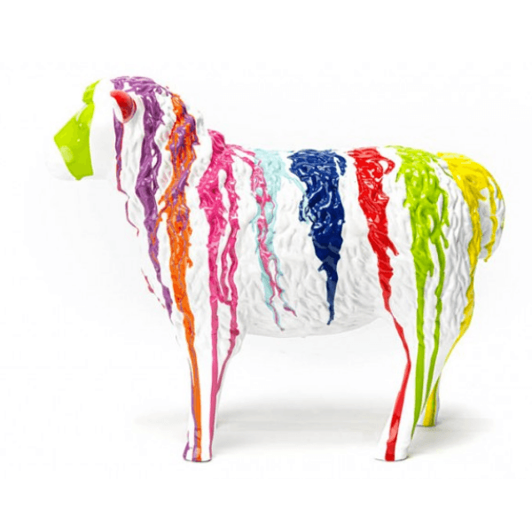 Sculpture Mouton XXL en Résine 110 cm Multicolore – Swiss Sculpture - Swiss-sculpture.ch