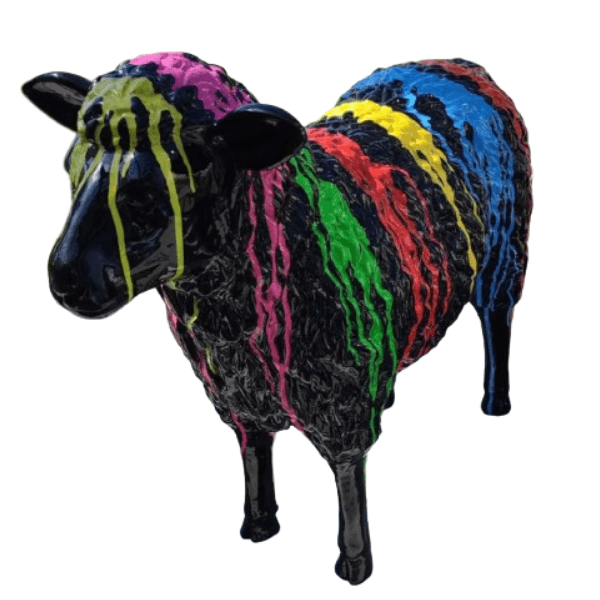 Sculpture XXL Mouton en Résine Multicolore 110 cm – Swiss Sculpture - Swiss-sculpture.ch