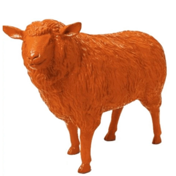 Sculpture Mouton XXL en Résine 110 cm Orange – Swiss Sculpture - Swiss-sculpture.ch