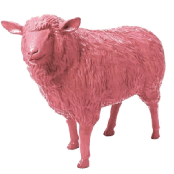 Sculpture Mouton XXL en Résine 110 cm Rose Clair – Swiss Sculpture - Swiss-sculpture.ch