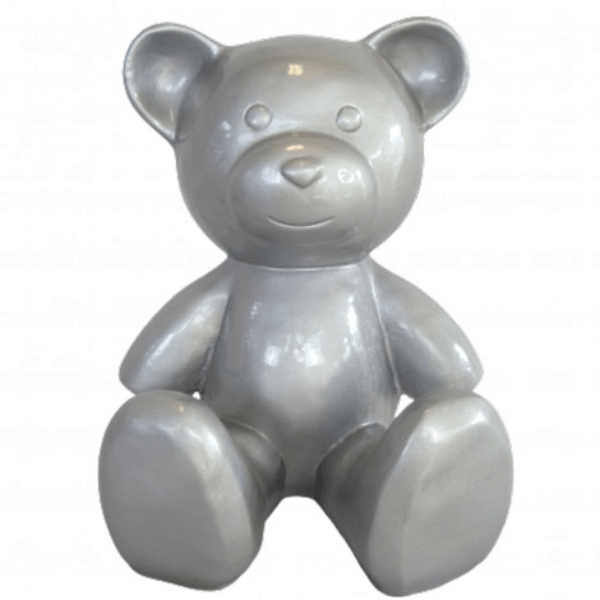 Sculpture Ours en Résine 35 cm Argenté Brillant – Swiss Sculpture - Swiss-sculpture.ch