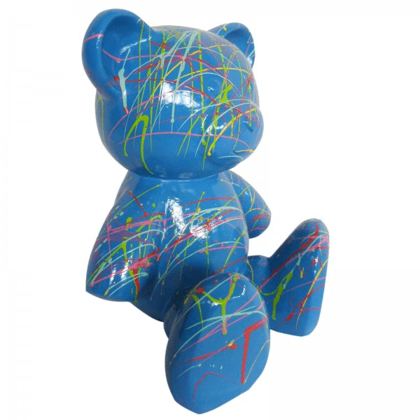 Sculpture Ours 35 cm en Résine Bleu Graffiti – Swiss Sculpture - Swiss-sculpture.ch