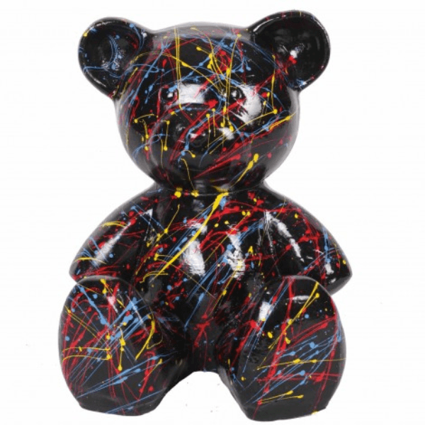 Sculpture Ours 65 cm en Résine Noir Effet Graffiti – Swiss Sculpture - Swiss-sculpture.ch