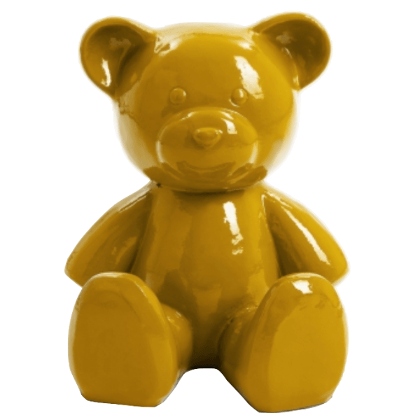 Sculpture Ours 65 cm en Résine Jaune Brillant – Swiss Sculpture - Swiss-sculpture.ch
