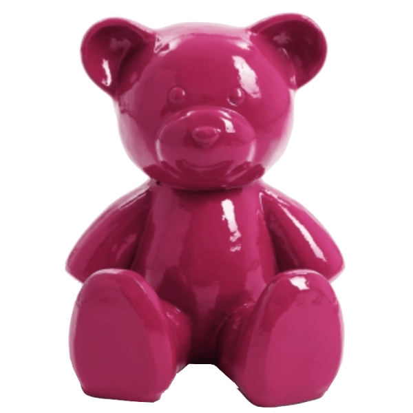 Sculpture Ours Résine 35 cm Rose Fuchsia – Swiss Sculpture - Swiss-sculpture.ch