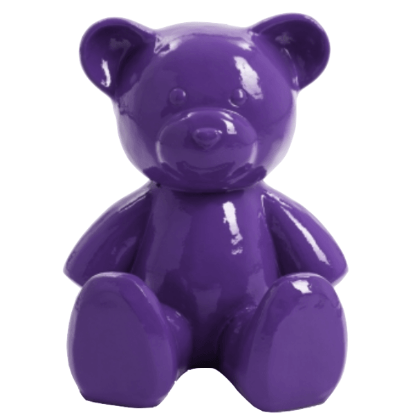 Sculpture Ours en Résine 35 cm Violet Brillant – Swiss Sculpture - Swiss-sculpture.ch
